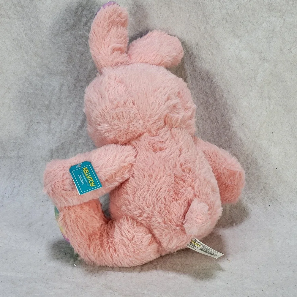 Kellytoy Pink Plush Bunny Rainbow Galaxy Ears Feet Satin Bow Stuffed Animal 11